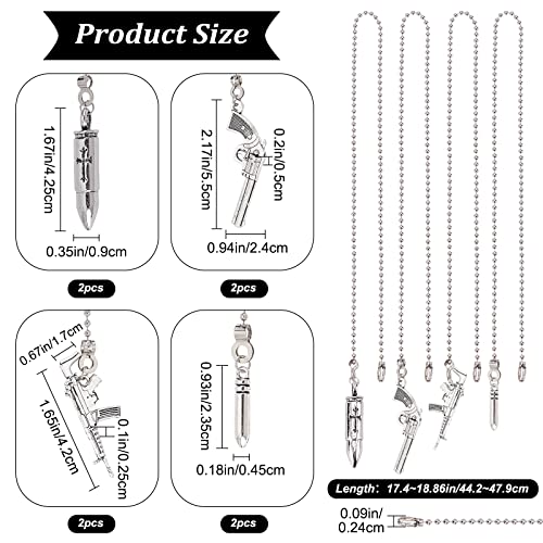 Image of CRASPIRE Ceiling Fan Pull Chain Gun 8PCS Pull String Ceiling Fan Light Ornaments Extension Chains with Gun Hanging Ornaments for Ceiling Light Lamp Fan Chain Bedroom Space Decor (18 Inch)
