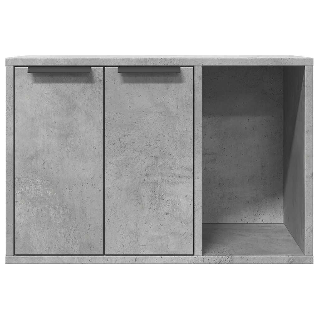 Katzenklo Betongrau Holzwerkstoff 60x40x40 cm Katzenmöbel mit Zwei Eingängen, vielseitig als Katzenhaus, Beistelltisch und Aufbewahrung für Wohnung, Balkon, Zimmer, Rückzug und Ruhe