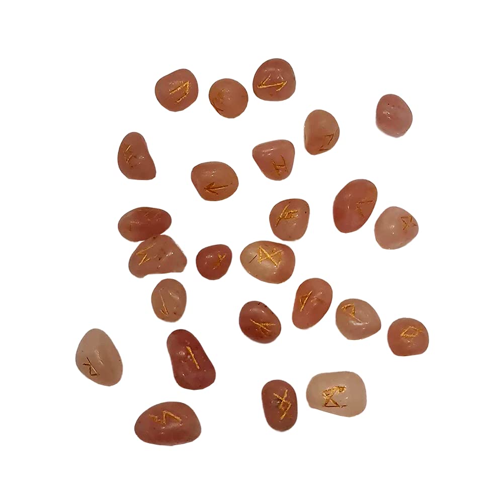 VIE Rune Set with Pouch, 1-2cm, Rose Quartz