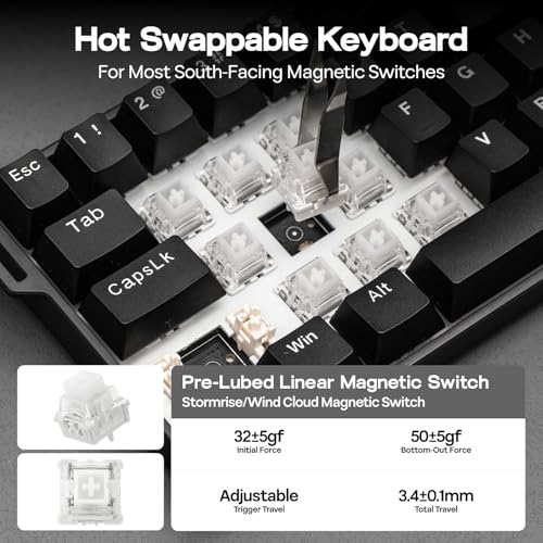 Image of EPOMAKER Aula MINI60 HE Hall Effect Gaming Keyboard, 2.4GHz /BT, 8K Hz Polling, SOCD & DKS, Adjustable Actuation & Fast Trigger, PBT Keycap, 60% Wireless Mechanical Keyboard for Win /Mac (Standard)