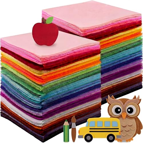 Image of Moukeren 360 Pcs 6 x 6 Inch Felt Sheets, Rainbow