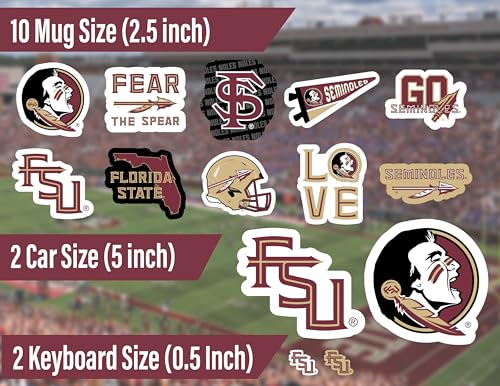 Image of Florida State Seminoles Stickers & Decals 14 Pc Set, FSU Car Decal