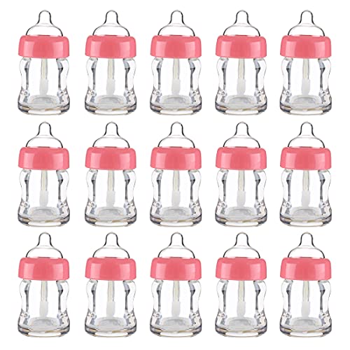 SMTHOME 15 Pieces Empty Lip Gloss Tube 7ml Baby Bottle Shaped Lipstick Bottle Plastic Refillable Lipgloss Container Reusable Sample Lip Glaze Holder DIY Cosmetic Lip Balm Vial Bottles for Women Girls (Pink)
