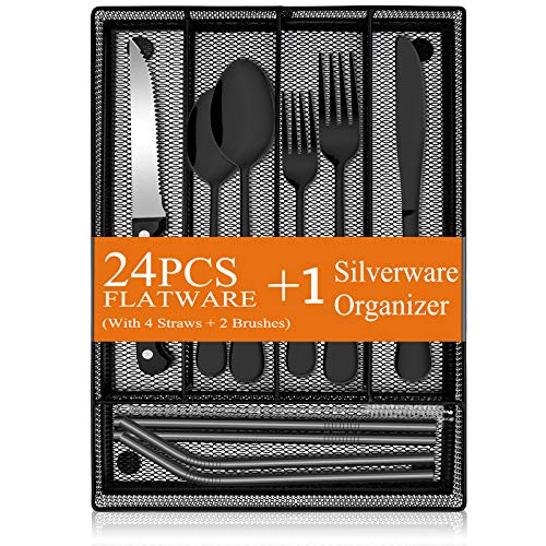 Conjunto de talheres de 31 peças, E-far de aço inoxidável para 4 ...