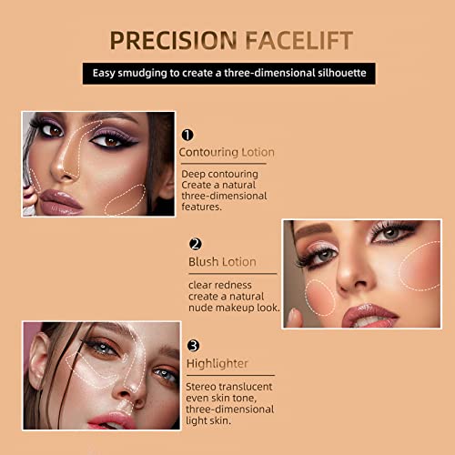 ontur-Schönheitsstab highlighter flüssig Rouge-Stab mit Kissen-Applikator langanhaltend glatt leicht Liquid Contour + Blush + highlighter (3stück)