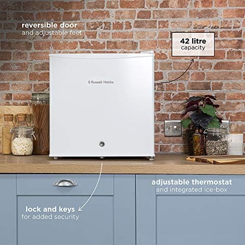Russell Hobbs RHTTLF1-LCK Lockable 43 Litre Table Top Mini Fridge in White