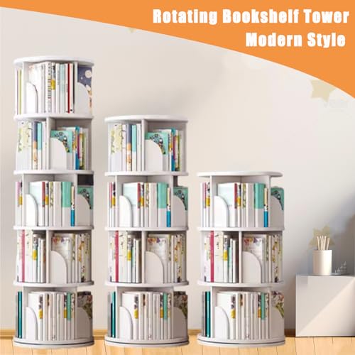Estantería giratoria de 3 niveles de madera para organizar libros infantiles y textos 4