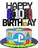 Happy 10th Birthday Video Game Cake Topper for Kids Boys Girls 10-Years-Old Birthday Party Decoratio
