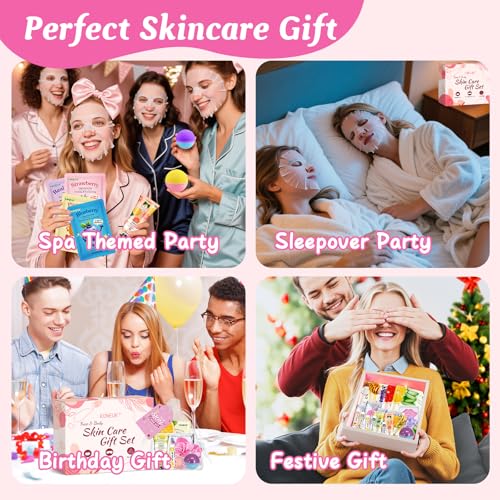 60PCS Spa Party Supplies for Girls, Include Face Masks, Hand Cream, Lip Balm, Foot Bath Bombs, Lip Mask, Under Eye Patches, Compressed Towels, Spa Birthday and Sleepover Party Supplies for Girls Women - Image 7