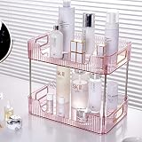 KSDSOAM Bathroom Countertop Organizer, Cosmetics Skincare Organizers Holder for Perfume, Bathroom Organizers and Storage for Dresser Vanity Tray Sink (PINK, 2 TIER)
