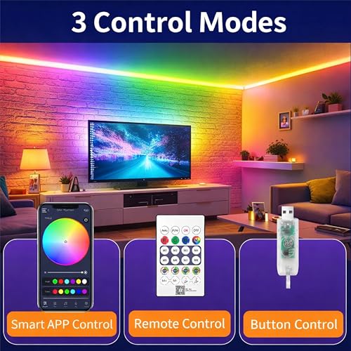 Image of Forus 5M Smart RGB Neon LED Strip Light with App & Remote, Music Sync Rope Light, 16M Colors, RGB IC Strip Lights for Room, Gaming, TV Backlight, Party & Home Decoration, Diwali Decor| 3M Warranty-1Pc