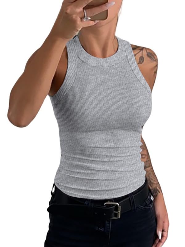 Haibang Tank Top Damen Sommer Ärmellos Oberteile Racerback High Neck...