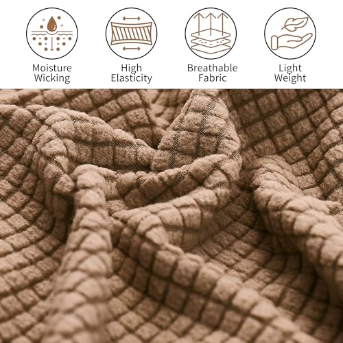Image of Cotton Blend Moisture Wicking Bed Headboard Cover For King Size, Snug Fit Head Board Covers For Beds, Breathable And Washable Double Bed Back Cover, Universal Fit Headboard Slipcover (Brown)