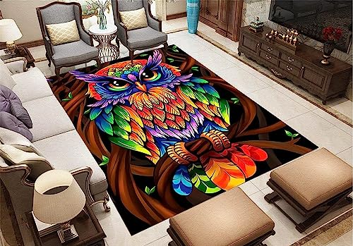 Tapis De Salon, Tapis De Chambre, Tapis pour Enfants, Tapis De Salle De Bain, Tapis Maternelle Animal Mignon Hibou, Doux Au Toucher, Dessous Antidérapant,...