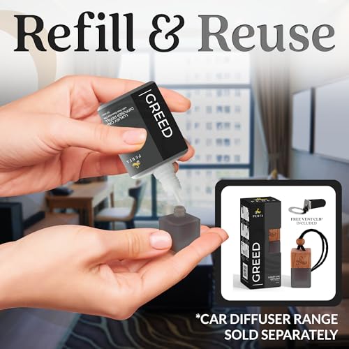 Image of Greed Diffuser Refill 50ml Bottle | Strong Car Freshener with Car Odor Eliminator Technology | Long Lasting Automotive Car Air Freshener by Perfa