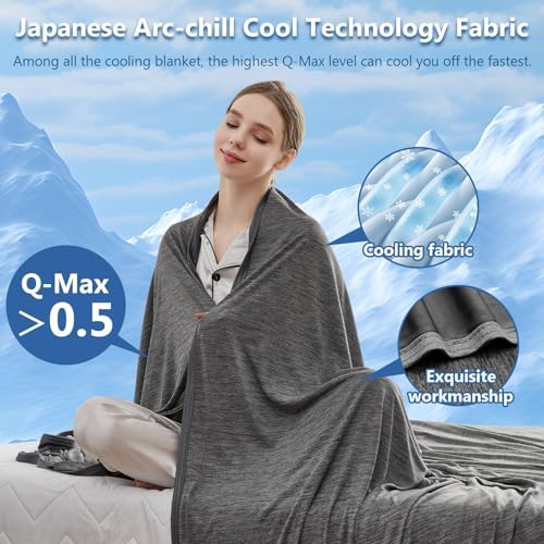 Image of CHOSHOME Cooling Blanket for Hot Sleepers - Summer Blanket Thin Soft Lightweight Breathable Double Side Enhanced Cooling for Hot Flashes, Night Sweats, Bed, Couch (Black, 60 x 80 inches)