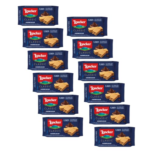 Loacker | Oblea de Crema de Cacao y Chocolate | Napolitana clásica Loacker - 12 piezas | Merienda de chocolate