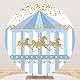 Aoihrraan 220cm Durchmesser Cartoon Runder Hintergrund für Fotografie Blau Weiß Gestreift Goldene Pailletten Karussell Hintergrund Kinder Kindergeburtstag Kuchen Party Baby Shower Requisitens