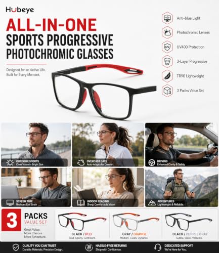 Image of TR90 Progressive Photochromic Blue Light Reading Glasses,Cheaters Readers