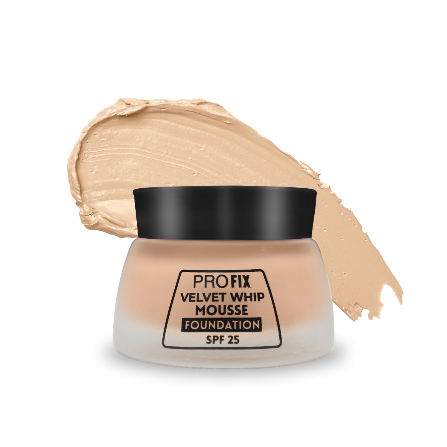JAQULINE USA PRO FIX Velvet Whip Mousse Foundation | Weightless Smooth Velvet Touch | Flawless Matte Finish | SPF 25 Protection | Long Lasting | Waterproof | Ivory 01, 30ml