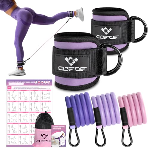 Image of Ankle Resistance Bands with Cuffs, Leg Exercise Equipment with Poster | Ankle Bands for Working Out, Kickbacks Hip, Leg Glute, Resistance Workout Equipment for Women