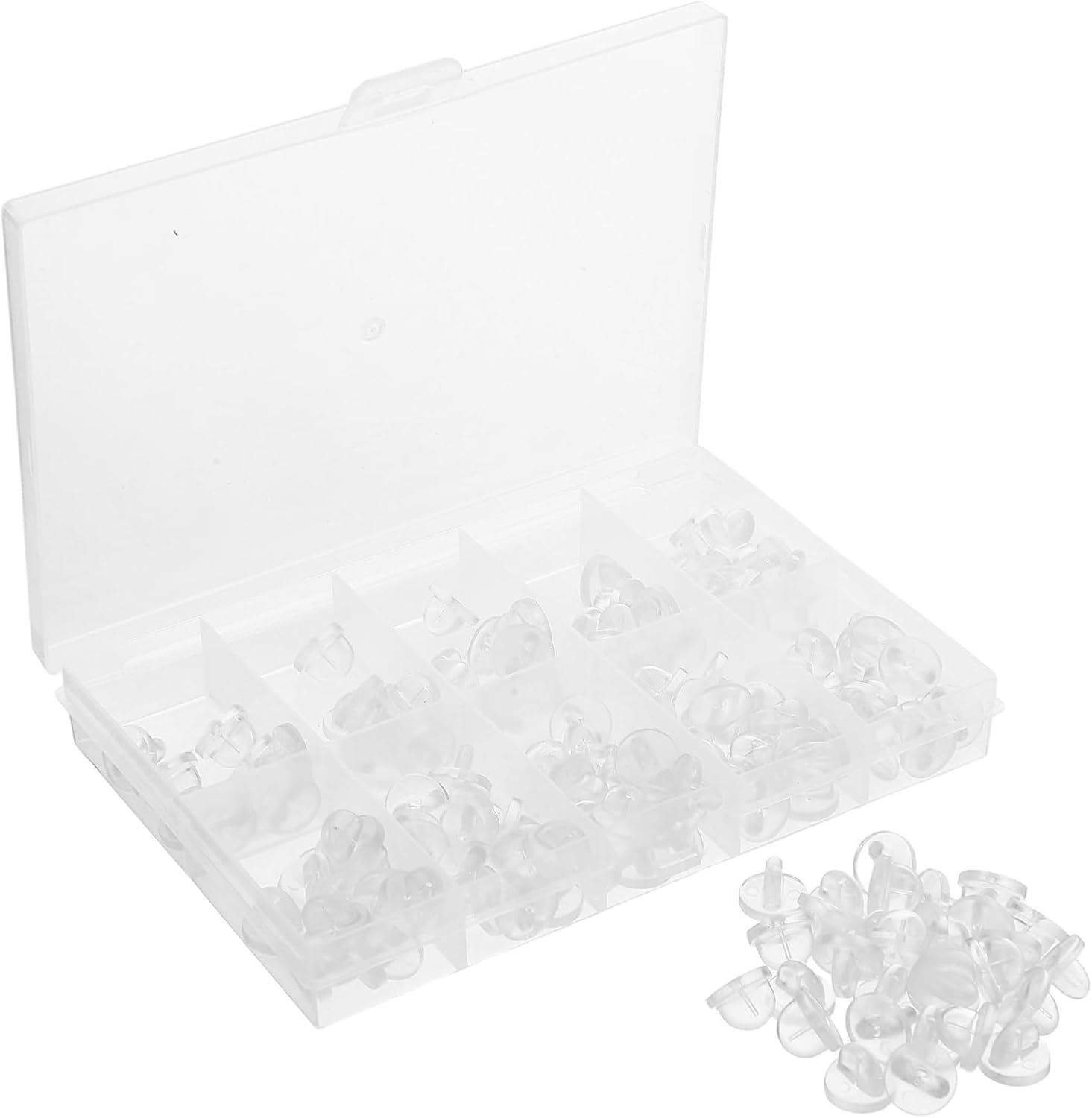 jojofuny 150pcs Rubber Pin Backs Locking Clasps with Case Non-Slip Soft Pin Backs for Brooches and Badge Fastening Accessories for Jewelry Making and Crafting