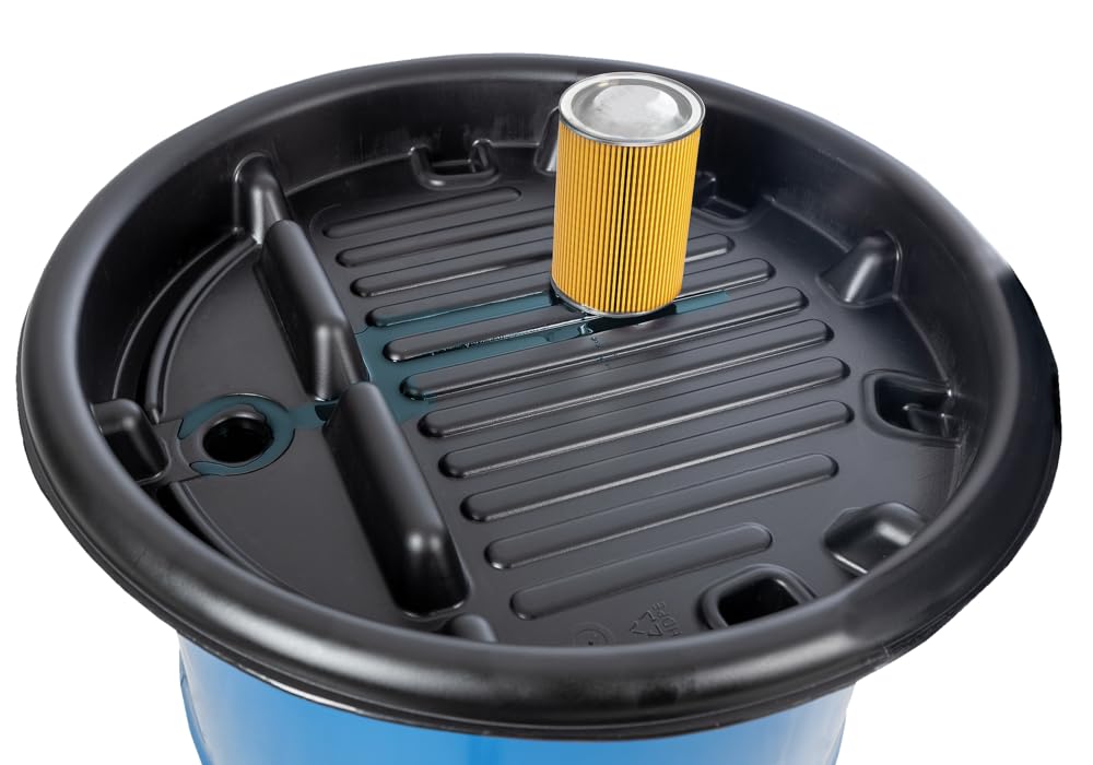 DENIOS Fasstrichter aus Kunststoff (PE), mit Abtropffläche, für 200 Liter Spundloch-Fässer