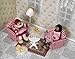 iLAND Cute Kids Toys for Girls 6-8 Lovely Dollhouse Furniture on 1/12 Scale Gingham Doll House Couch Set inc 2 Miniature Sofas 1 End Table 1 Rug Small for Girls