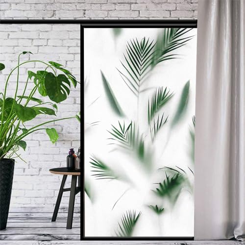 Vinilo decorativo para ventana con hojas verdes foscas 42x140cm miniatura 2