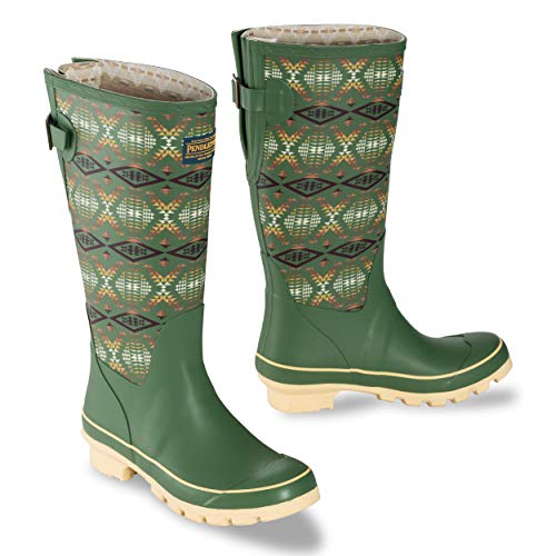 Pendleton Women’s Classic Tall Slip-Resistant Rain Boot, Diamond River Sage, Size 10
