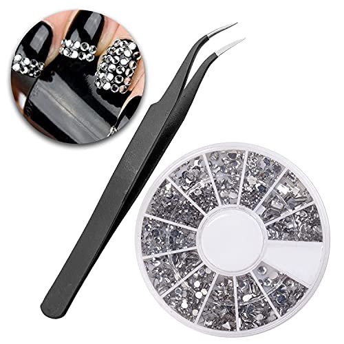 VAGA Nail Art Tools and Accessories, Nail Gems and Rhinestones for Nail DÃ©cor, Nail Art Set, Nail Pearls, Nail Studs- Different Shapes and Colors, Curved Nail Art Tweezers for Rhinestones
