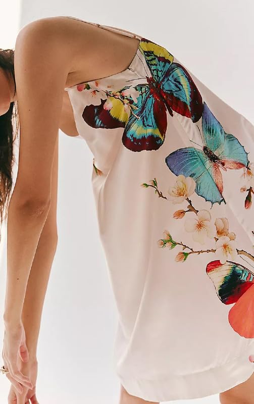 Image of Women Boho Floral Mini Cami Dress Spaghetti Strap Flowy Sling Dress Graphic Backless Summer Holiday Sundress