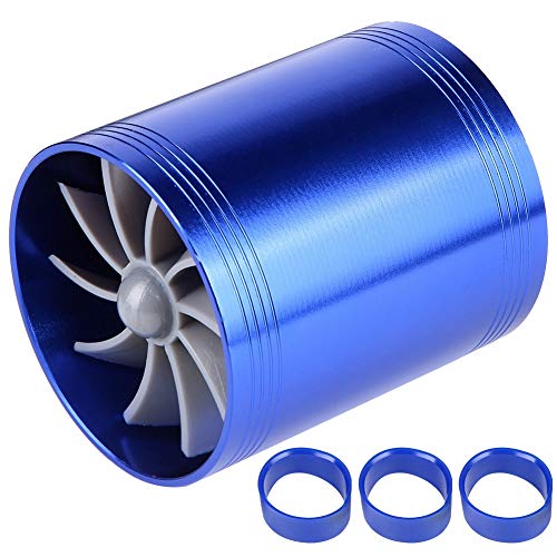 Duokon Car Air Intake Turbonator Dual Fan Turbine Super Charger Gas Fuel Saver Turbo(Blue)