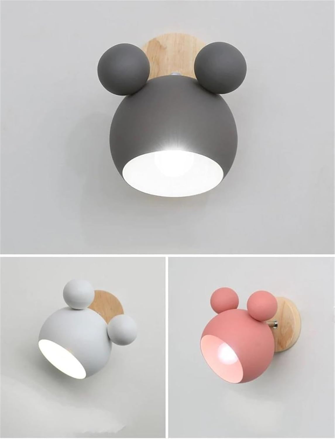 Wall Light Nordic Mickey Wall Lamp Simple and Lovely Children's Room Wall Light Bedroom Parlor Study Applique Murale Luminaire Battery Wall Lights(D)