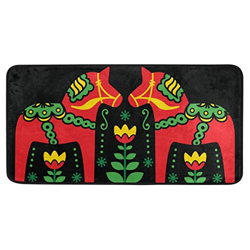 Kitchen Rugs Runner Swedish Dala Horse Doormat Bath Rugs Non Slip Area Rugs for Bathroom Kitchen Indoor 39