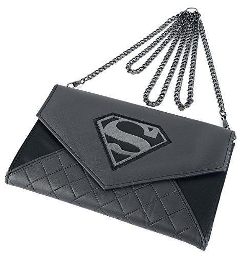 Superman Man of Steel Shield S Logo Black Envelope Wallet with Chain2