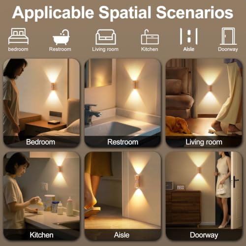 Lámparas de pared con sensor para zonas oscuras aplique LED recargable tricolor regulable 7