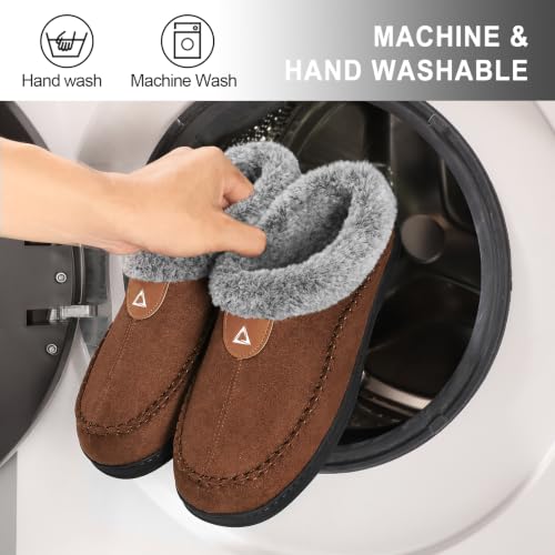 Image of ATHMILE Slippers for Men Warm Moccasin Memory Foam House Shoes Indoor