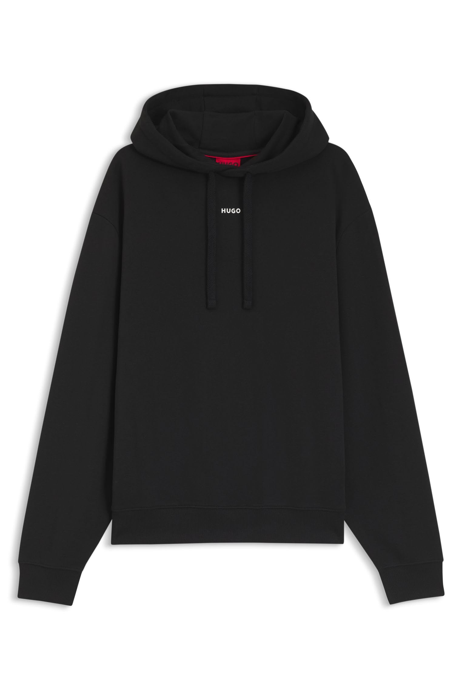 HUGO Mens Dapo Contrast-logo hoodie in cotton terry Black