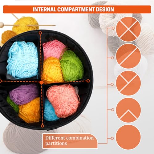 Image of Yarn Storage, Crochet Bag Organizer, Yarn and Crochet Tote, Durable Knitting Bag for Hooks, Needles and Kit for Beginners (Yellow)