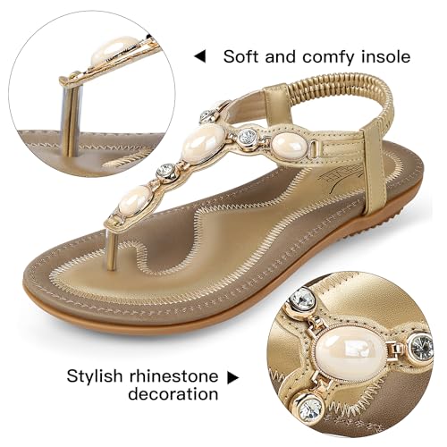 Image of SHIBEVER Flat Sandals for Women Dressy: Summer Comfortable Dress Thong Flats Sandal