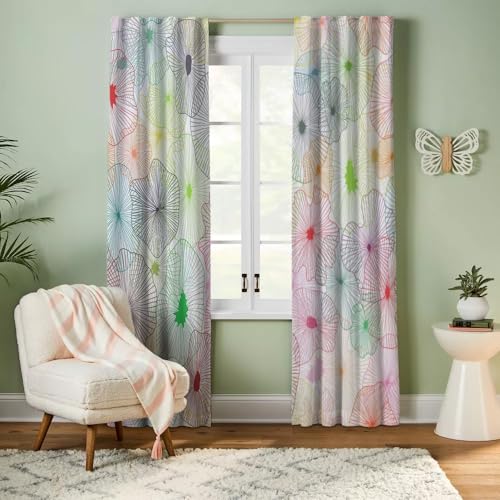 WarmLumo �A�W���X�^�[�t�b�N�� �Ռ��J�[�e��,�Ԃ̗v�f �J���t���ȍ炭�Ԃ̃p�^�[�� �h�� �f�M �ۉ� �h�� �Q���p ���r���O�p �􂦂� ������� �Ԏd�؂� ����ډB�� �ȃG�l ����, ��230 cm x ��100 cm, 2���g