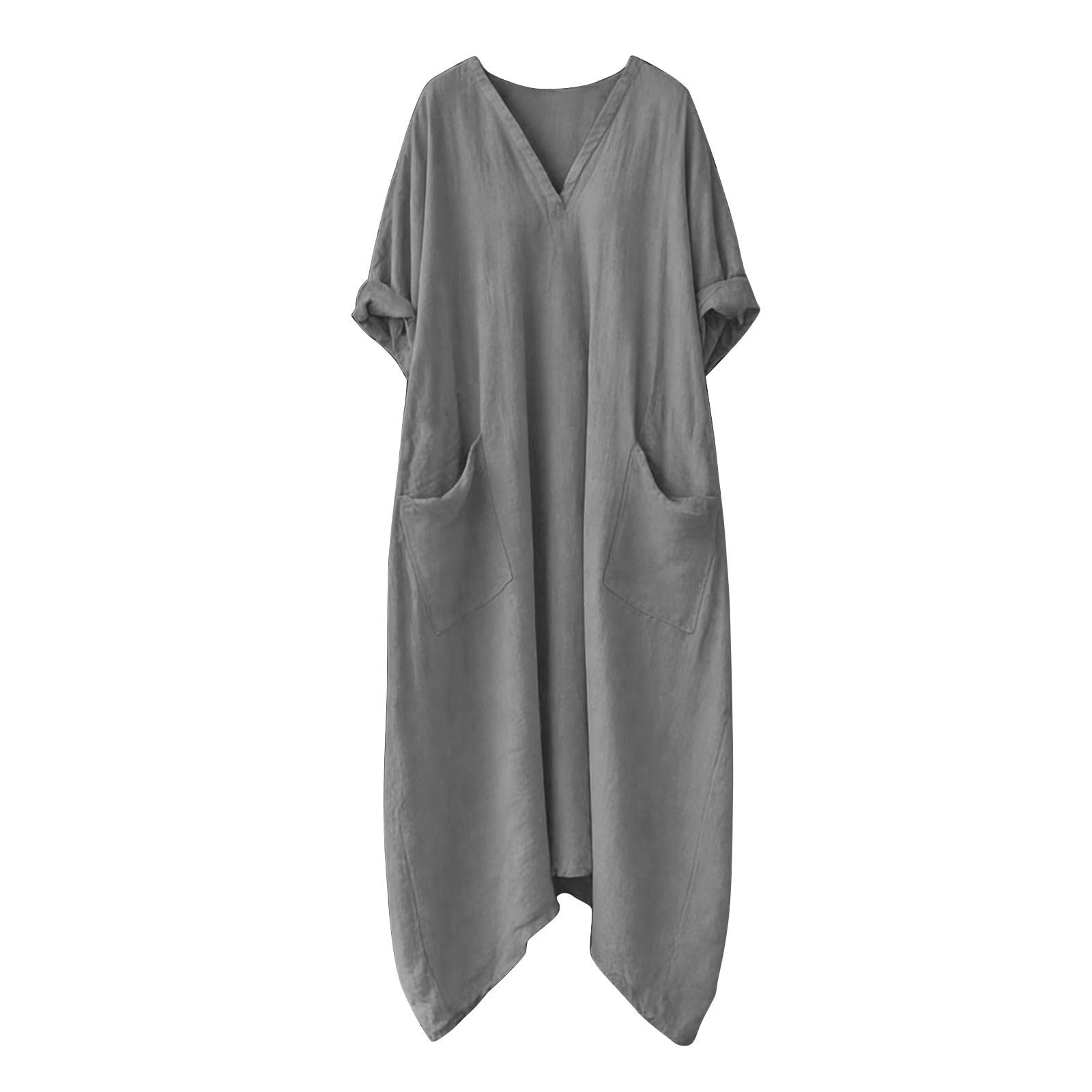 Letnie sukienki damskie letnie sukienki damskie długie wygodne dekolt w serek do domu naturalna lniana fajna sukienka damska elegancka sukienka ze stretchem na zimno