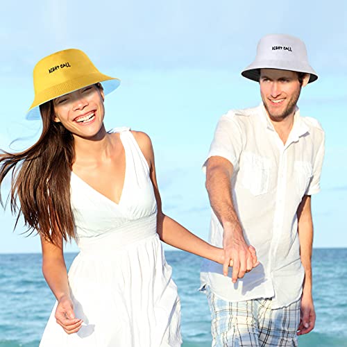 Smile Face Bucket Hats Embroidery Outdoor Reversible Travel Bucket Beach Sun Hat For Men Women Teens (3, Black-White, Beige-Pink, Blue-Yellow) #TOP4