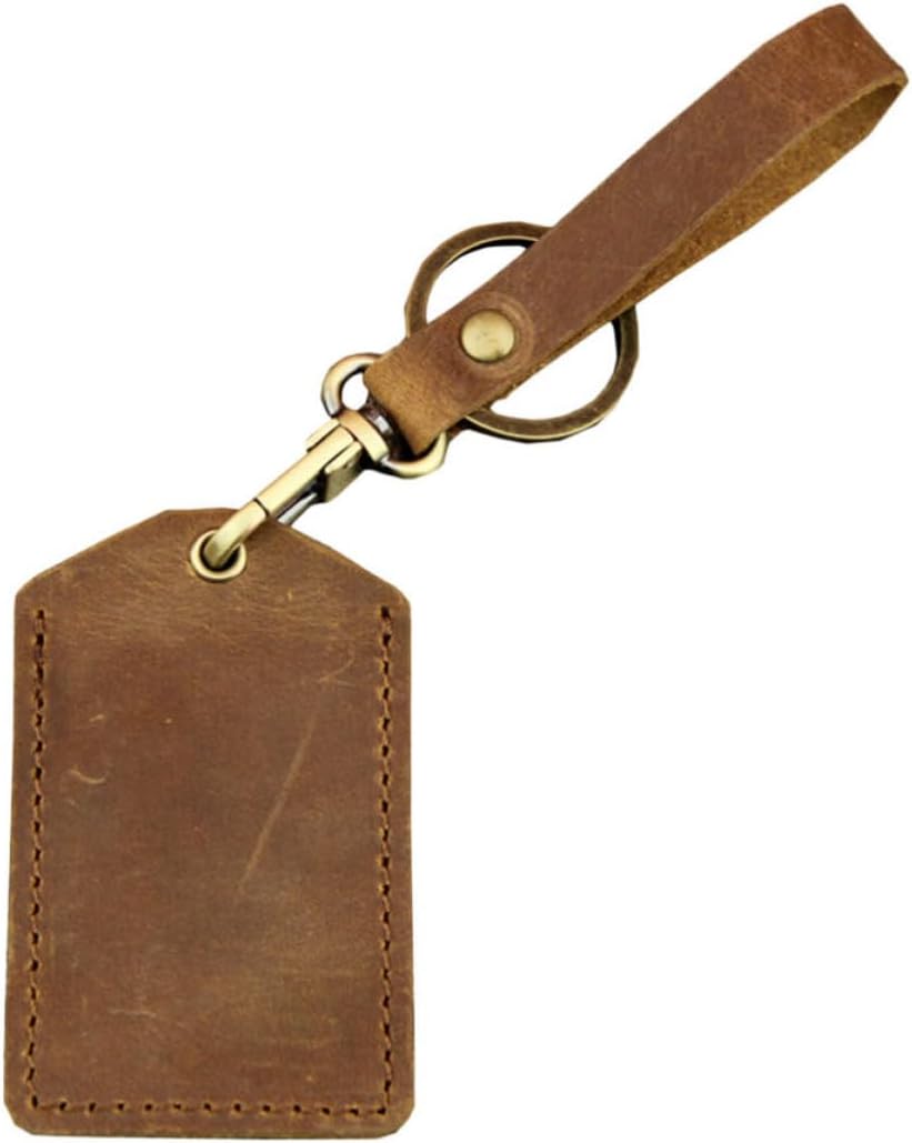 Leather Student Card Holder Keychain Coin Purse with Credit Card Slots Lightweight Brown Wallet for Birthday and Thanksgiving Day
