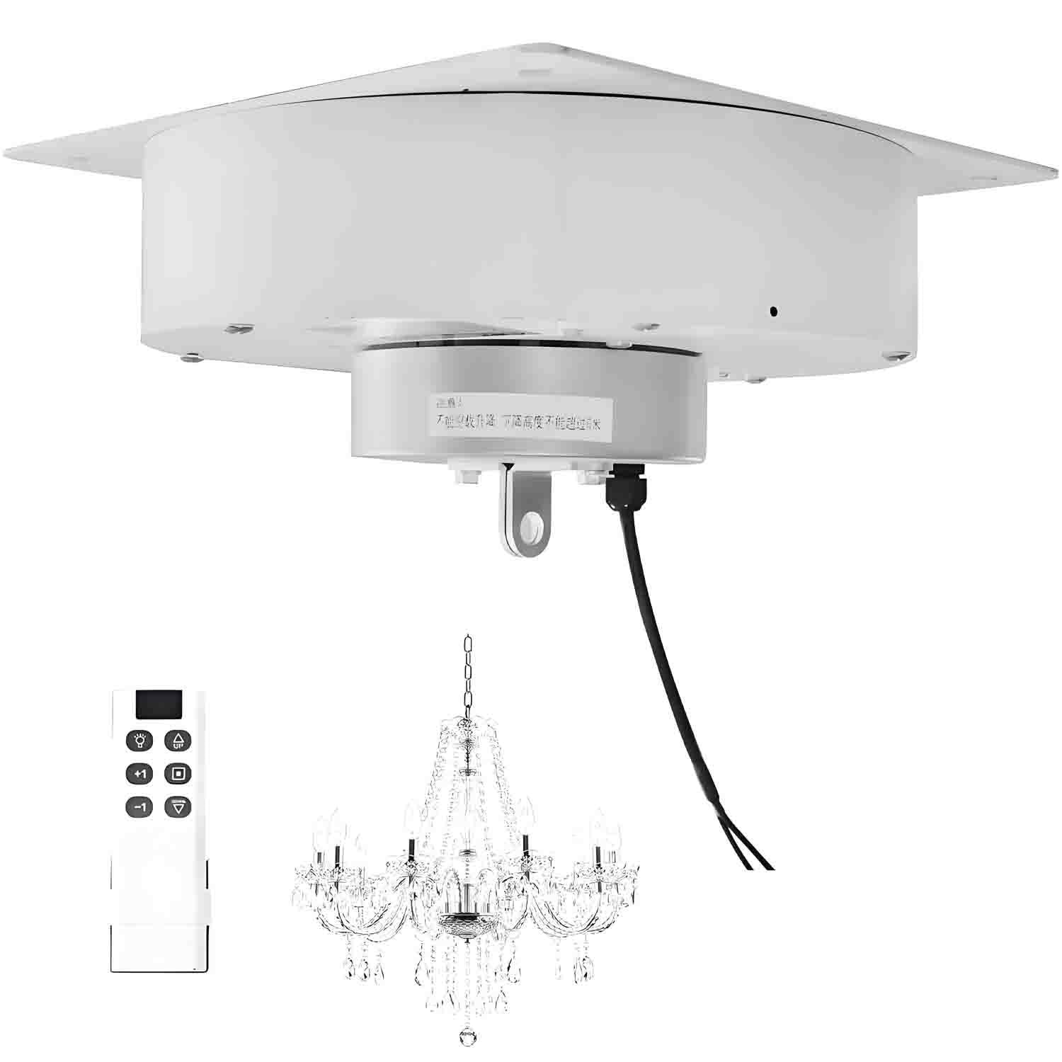 GLBMXDD Remote Control Ceiling Light Hoist, 40/70/130/180KG Load Capacity, 5-6M Lifting Height, 110V-240V, Electric Lifter for High Ceiling Chandeliers & Pendant Lights 40kg(88lbs)