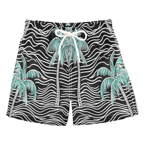 Jucciaco Boys Beach Board Shorts Palm Summer Black Cool Quick Dry Swim Trunk Swimwear for Kids