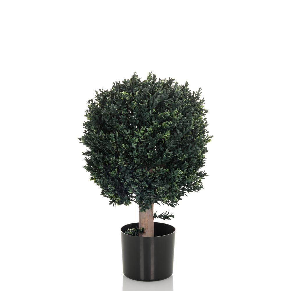 hjh OFFICE Kunstpflanze BUXUS Deko Pflanze künstlich 65 cm, pflegeleichter Kunstbaum, Indoor und Outdoor, Buchs-Baum Grün 871055