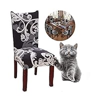 JunYito Eetstoelhoezen Stoelhoezen 4 6 Stuks Elastische set Stoelhoezen Universele Stretchhoes Stoelhoes Stoelovertrek Stretch voor Stoel Eetkamerstoel (A-bruin/witte lijnen, 6 stuks