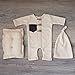 Zeroest Newborn Boy Photography Outfits | Soft Romper Sets with Hat & Props for Baby Photoshoots | Photoshoot Sessions 0-1 Months (Beige)